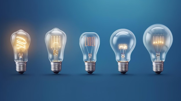 Ampoules sur fond bleu génie idées illuminées fond d'écran électricité générative ai