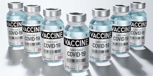 Photo ampoules de vaccin contre le coronavirus covid19 sarscov2 pour lutter contre l'illustration 3d pandémique