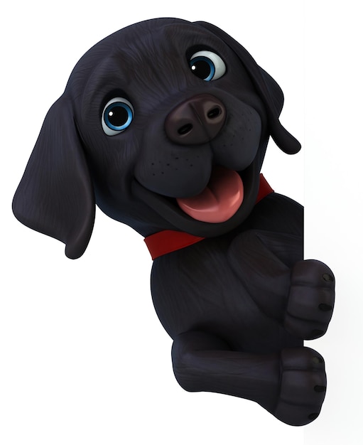 Amusant dessin animé 3D noir Labrador retriever