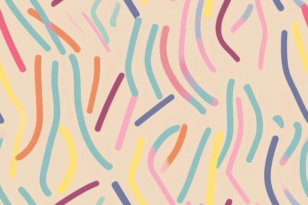 Amusant lignes colorées abstraites doodle modèle sans couture ai générative