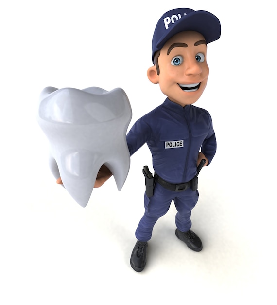 Amusant Personnage 3d D'un Officier De Police De Dessin Animé