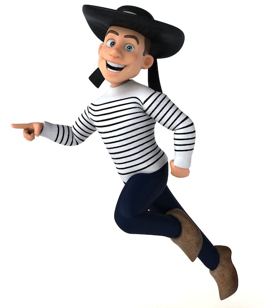 Amusant personnage breton de dessin animé 3d