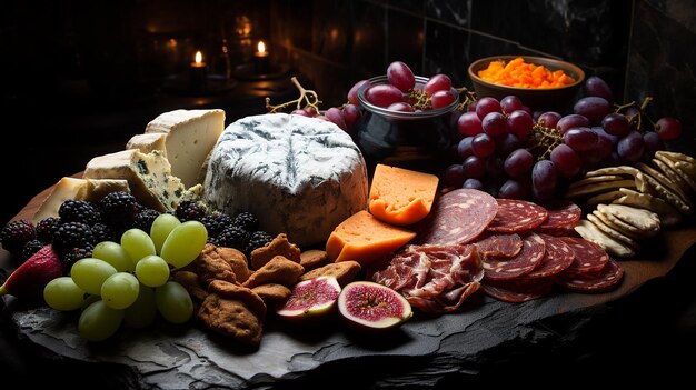 an_elegant_cheese_and_charcuterie_board_showcasing