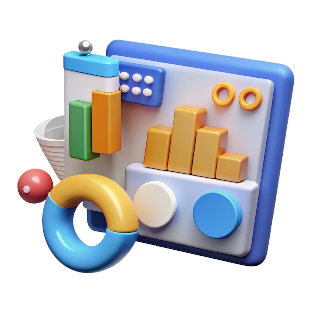 Analyse des données du tableau des rapports financiers de marketing en ligne 3d et concept de développement Web
