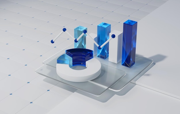Analyse des données financières et croissance des entreprises avec un graphique en pie et un graphice à barres sur fond blanc