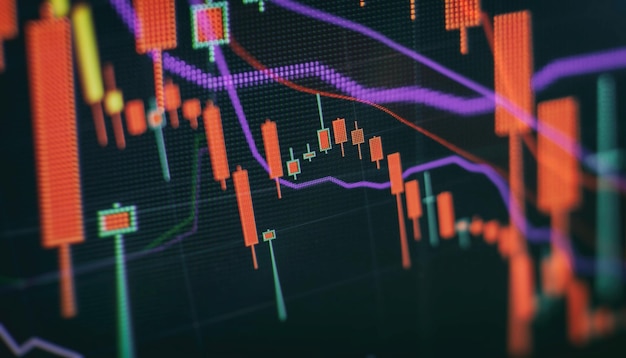 Analyse du marché Graphiques à barres Diagrammes Chiffres financiers Graphique Forex Concept de données financières