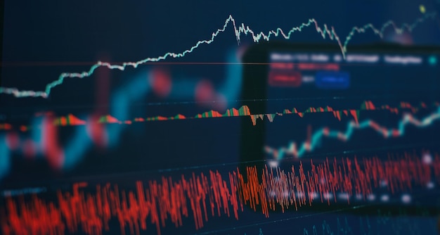 Analyse du marché Graphiques à barres Diagrammes Chiffres financiers Résumé incandescent forex graphique interface fond d'écran Investissement commerce stock finance