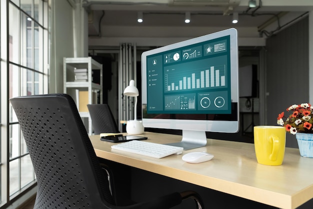 Analyse du tableau de bord des données d'entreprise par un logiciel informatique ingénieux