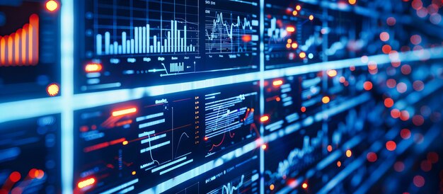 Analyse des marchés commerciaux et financiers Graphique de croissance numérique et données boursières Concept de finance et d'économie modernes