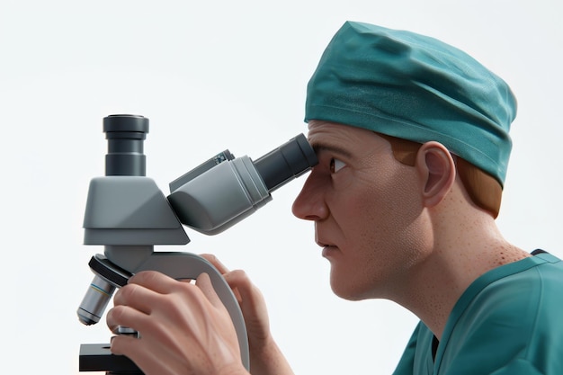 Analyse médicale professionnelle sérieuse au microscope Recherche clinique et diagnostic