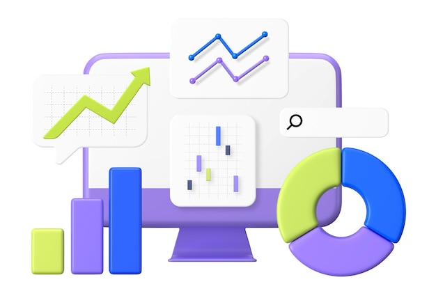 Analytique du site Web autocollant png arrière-plan graphique 3D transparent