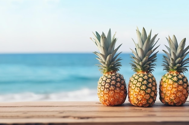 Ananas au-dessus de la mer dans le fond des Caraïbes Generative AI