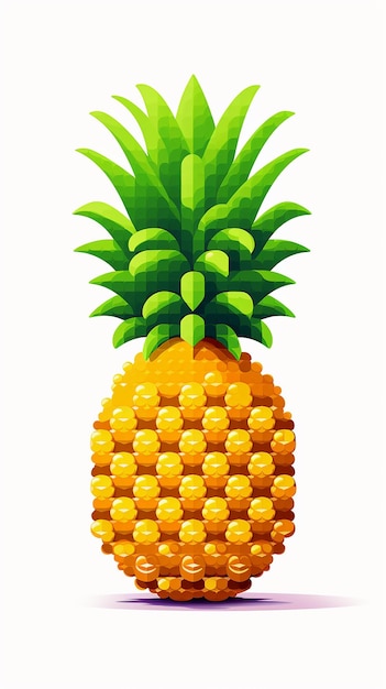 Ananas chinois à 8 bits sur un fond blanc simple