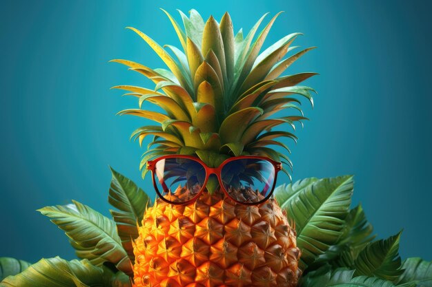 Ananas dans des lunettes de soleil sur un beau fond