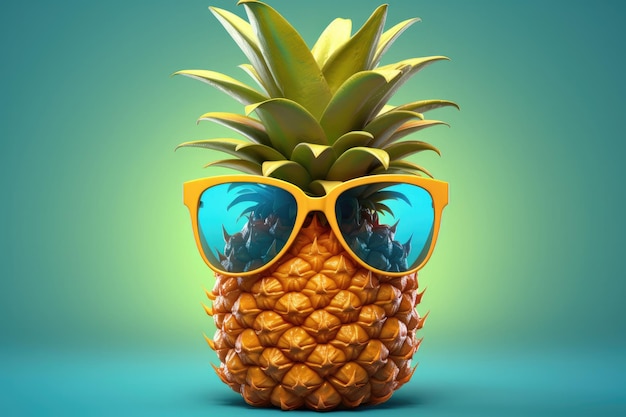 Ananas dans des lunettes de soleil sur un beau fond