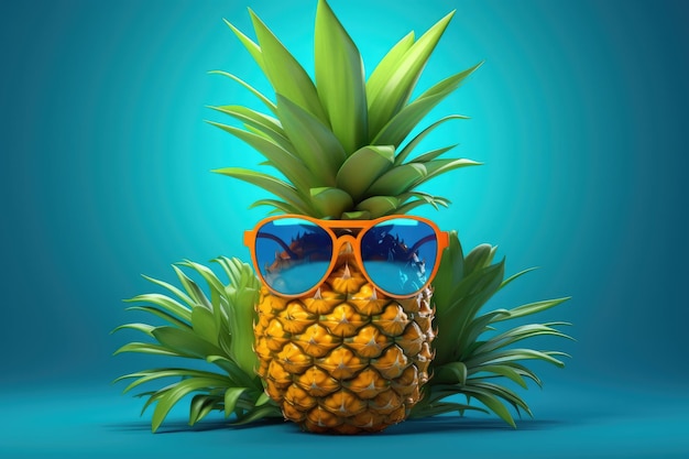 Ananas dans des lunettes de soleil sur un beau fond