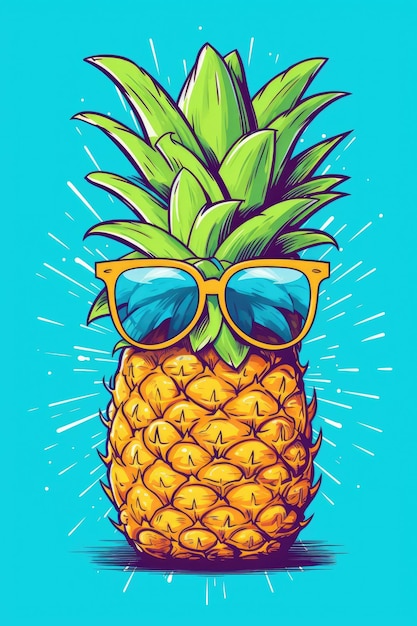 Ananas dans des lunettes de soleil sur un beau fond