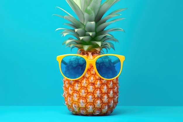 Ananas dans des lunettes de soleil sur un beau fond