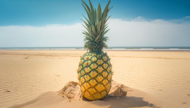 ananas dans le sable d'une plage