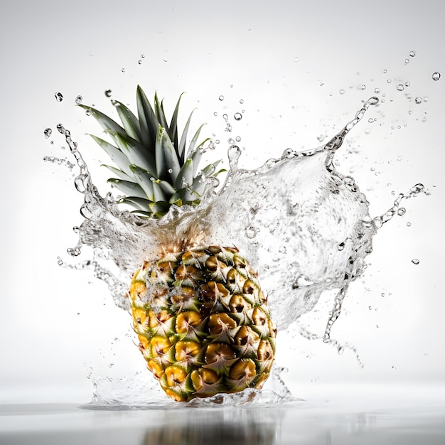 Un ananas éclabousse dans l'eau