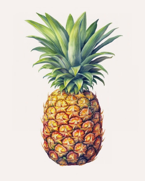 Un ananas avec des feuilles vertes et une tige verte.