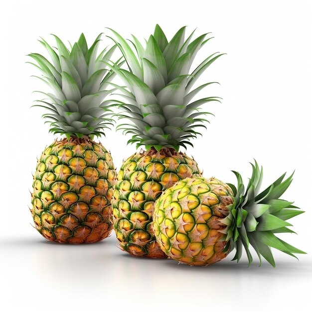 Ananas sur fond blanc Fruits frais Concept d'aliments sains