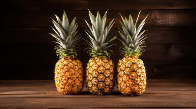 Ananas sur fond de bois