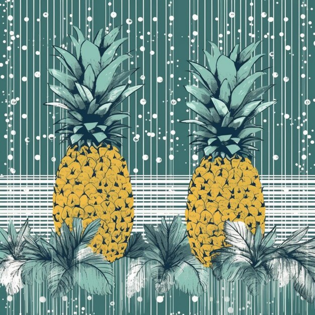 Photo ananas sur fond rayé.