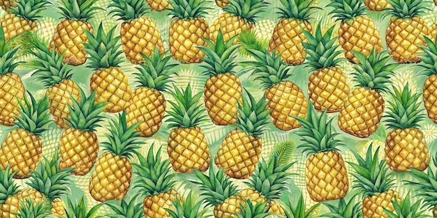 des ananas sur un fond vert
