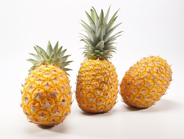 Des ananas frais sur un fond blanc