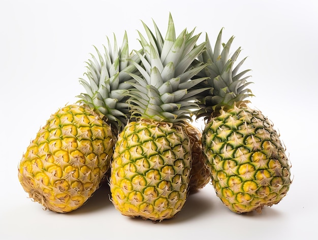 Des ananas frais sur un fond blanc