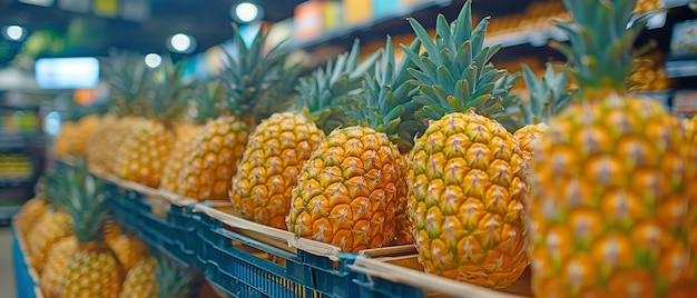 des ananas frais de la marque Chiquita du supermarché