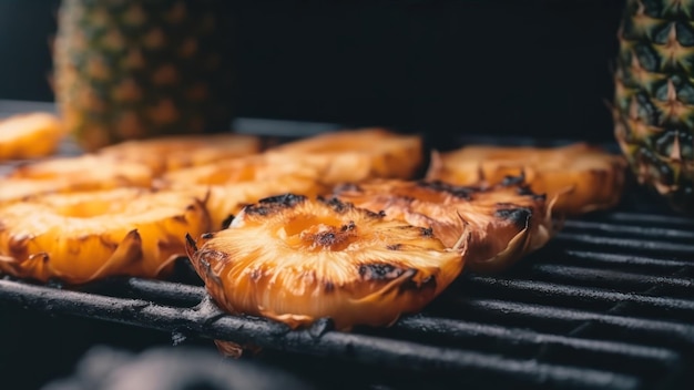 Ananas grillés sur un gril