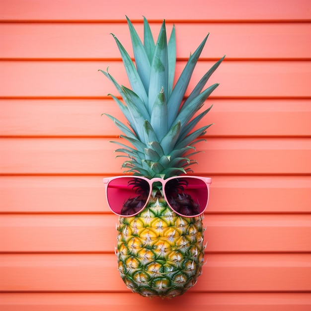 Ananas hipster avec des lunettes de soleil sur fond blanc