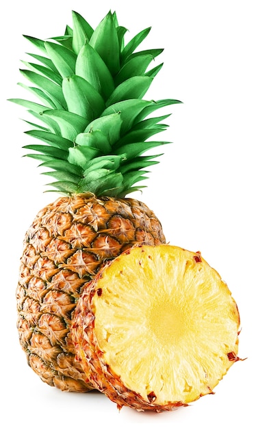 Photo ananas isolé sur blanc avec un tracé de détourage