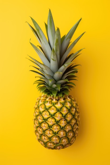 Ananas jaune vif sur fond coloré généré par l'IA