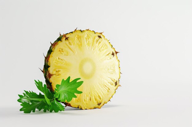 Photo ananas moitié tranche d'ananas isolée sur blanc ananas avec feuilles profondeur de champ complète