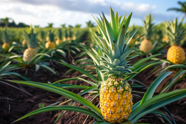 Ananas mûr dans le champ