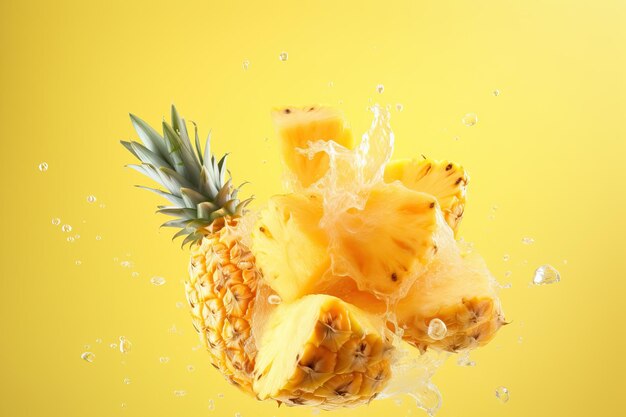 Photo ananas mûr et délicieux avec un peu d'eau fruit créatif