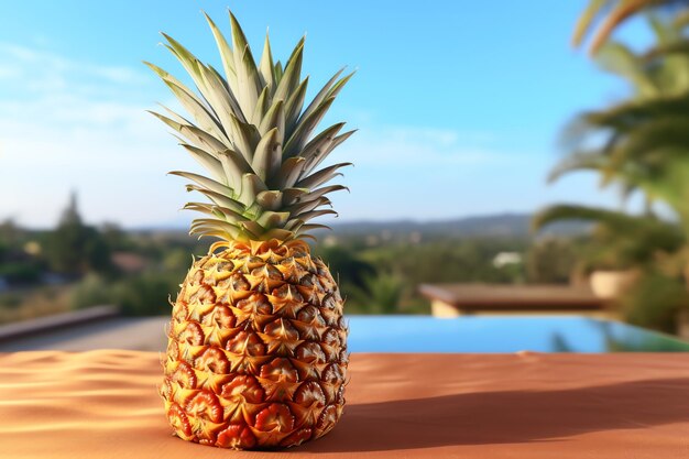 Un ananas mûr posé sur une nappe