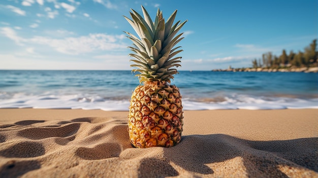 ananas sur la plage de sable