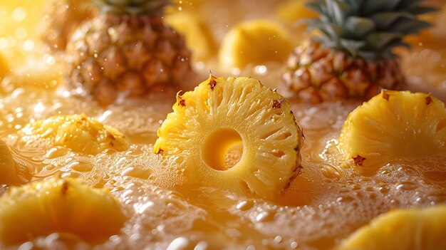 Ananas de près Ananas frais dans l'eau claire une explosion vibrante de rafraîchissement d'agrumes