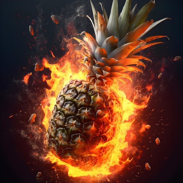 Photo ananas qui explose dans le feu