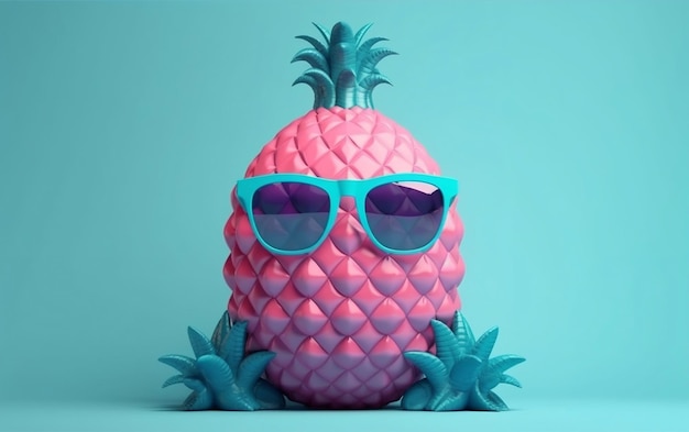 Un ananas rose avec des lunettes de soleil dessus