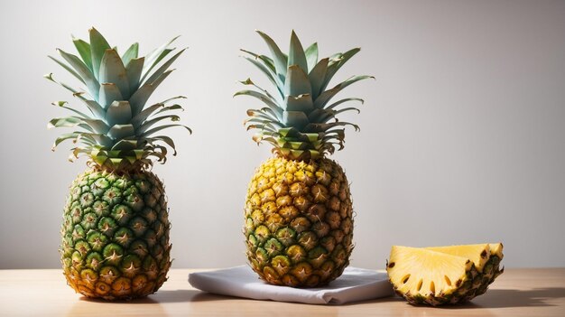 ananas sur une table fond blanc généré par l'IA