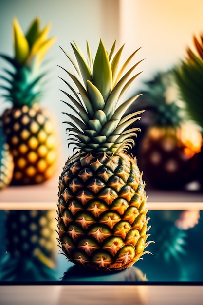 Ananas sur une table avec le mot ananas sur le dessus