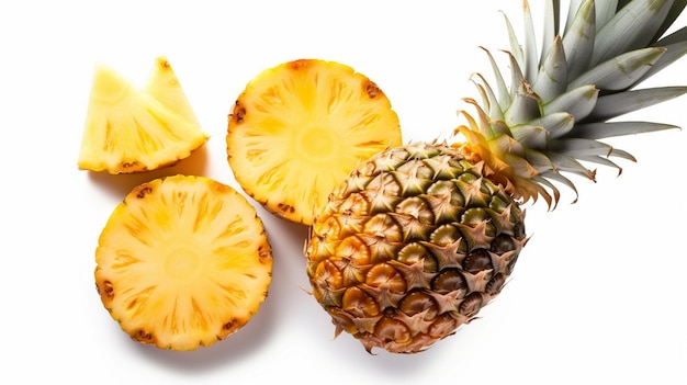 Photo ananas avec des tranches isolées