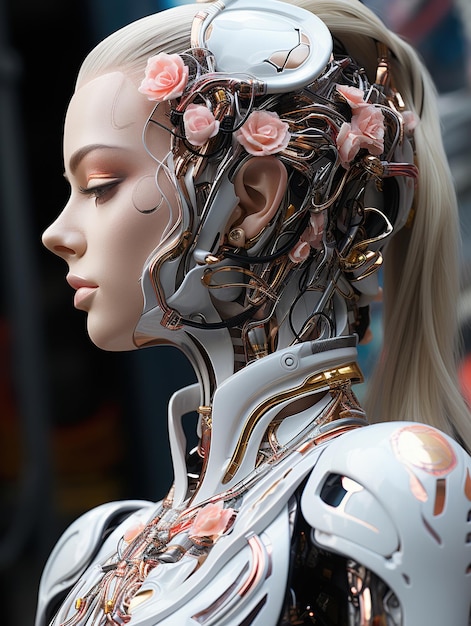 Photo l'anatomie complexe d'un robot magnifique robot humanoïde cyberpunk rendu en 3d