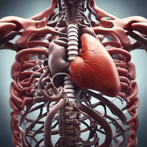 L'anatomie du cœur humain dans le concept médical illustration 3D rendu 3D