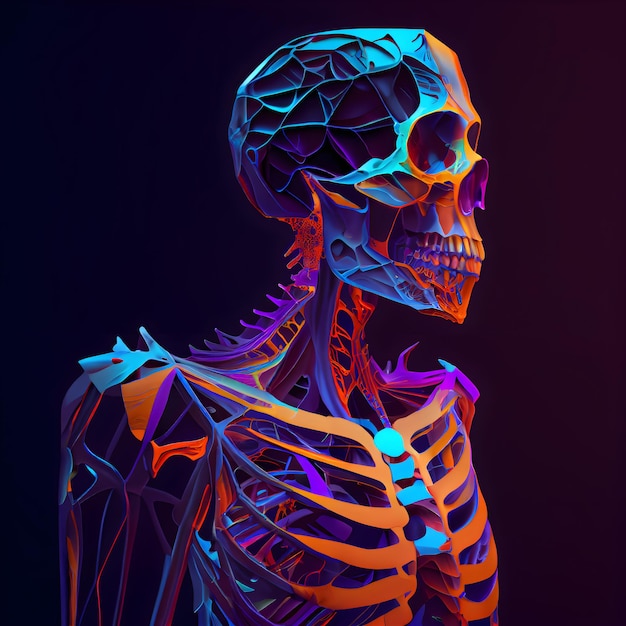 Anatomie du squelette humain dans un style low poly Illustration polygonale